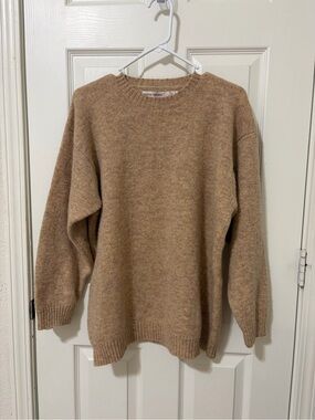 Vintage Lauren Hansen Wool Men’s Camel Oversize Crewneck Sweater XL Soft Cozy